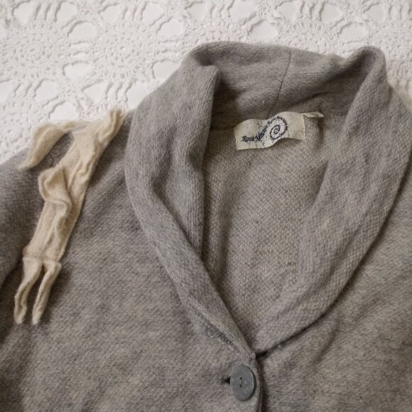 Rosie Niera Antrhopologie Blazer Jacket 100% Wool Tree Applique Gray Large Women - Picture 6 of 9